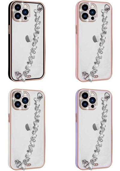 Apple Uyumlu iPhone 12 Pro Taş Süslemeli Kamera Korumalı El Tutamaçlı Zore Blazer Kılıf-siyah Siyah
