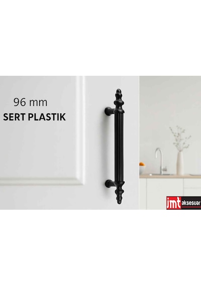 Sert Plastik 96 Mm Siyah Mobilya Mutfak Dolabı Komidin Tv Ünütesi Kulpları 10 Adet Siyah