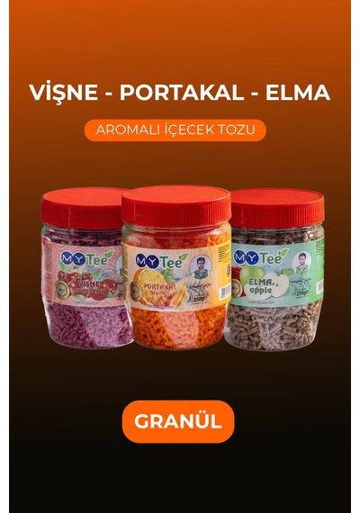 Mytee 3'lü Portakal - Vişne - Elma Aromalı Granül İçecek Tozu 3 X 250gr 750 G