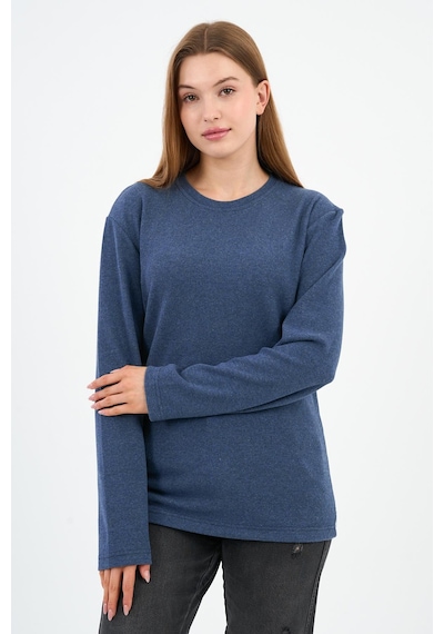 Alexander Gardi Bisiklet Yaka Likralı Uzun Kollu Kaşkorse Sweatshirt Wk25588 Melanj