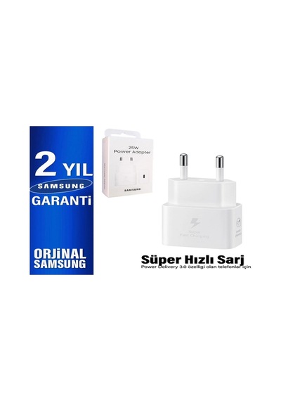 Samsung Galaxy Uyumlu A34 25w Type-c Çıkışlı Hızlı Şarj Başlığı Beyaz A