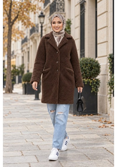 Hb Harma Time Butik Kadın Astarlı Düğmeli Kruvaze Kahverengi Peluş Kaban Kahverengi Kahverengi Hb Harma Time Butik Kadın Astarlı Düğmeli Kruvaze Kahverengi Peluş Kaban Kahverengi Kahverengi