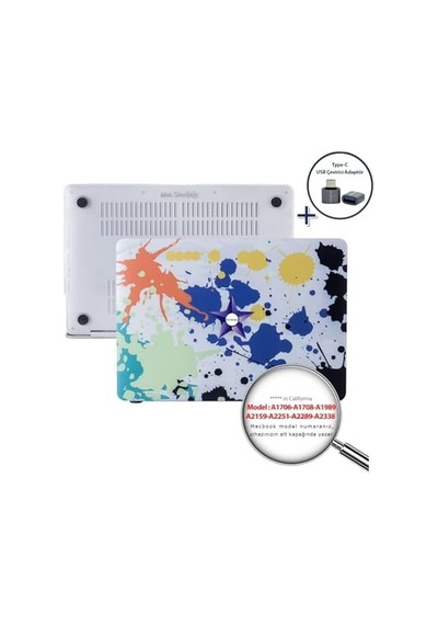 Macbook Pro 13 Renkli Desenli Kılıf A1706 A1989 A2159 A2251 A2289 A2338 M1 M2 Uyumlu İnce Hafif Sert Kapak Koruyucu Kılıf Karışık