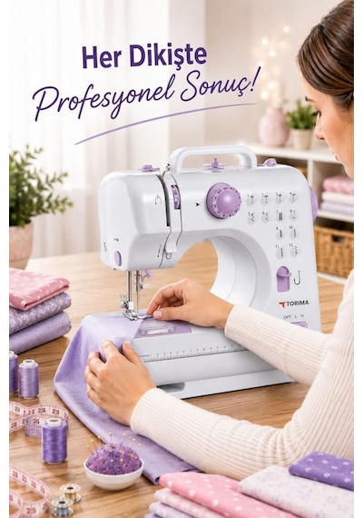 Torima DM01 12 Desenli Pedallı Ev Tipi Beyaz Mini Dikiş Makinesi