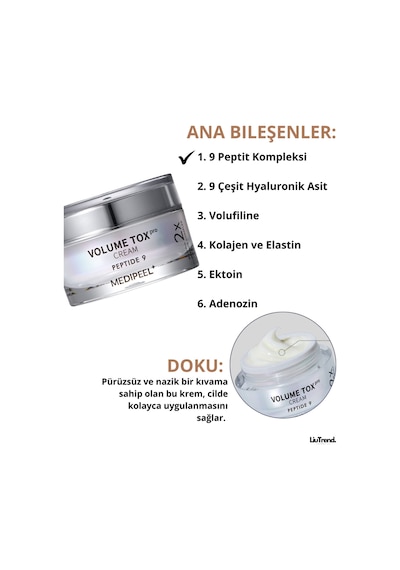 Medipeel Peptide 9 Volume Tox Cream Pro 50 Ml Peptit Ve Ektoin İçeren Yenileyici Krem M0074