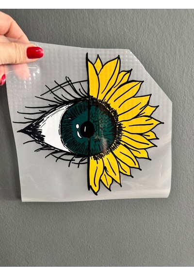 Ütü İle Yapışan Göz Ayçiçeği Transfer Baskı Arma 20x19 Cm