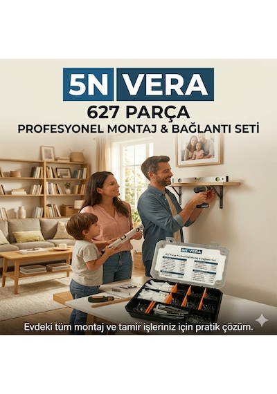 627 Parça Vida Dübel Seti Organizer Kutu Montaj Ve Tamir Seti Çivi Pul Kanca 11 İnc
