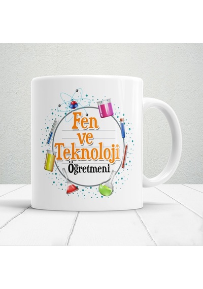 Fen Ve Teknoloji Öğretmenlerine Özel Öğretmenler Günü Hediyelik Baskılı Kupa Beyaz