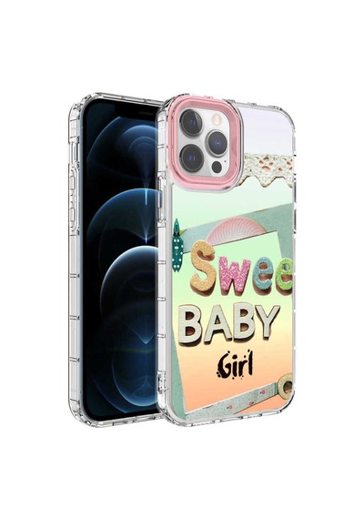 Apple  Uyumlu iPhone 12 Pro Max Kılıf Kamera Korumalı Renkli Desenli Sert Silikon Korn Kapak