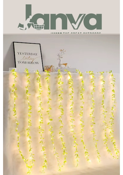 Dekoratif Yapraklı Led Işık 3x1 Metre 180 Led 220v Fişli 3 Modlu Ambiyans Aydınlatma Süs & Dekor Led Günışığı