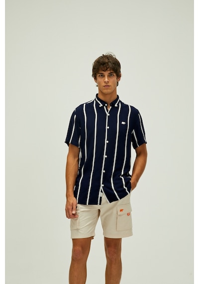 Bad Bear Sergio Shirt Lacivert Kısa Kollu Çizgili Erkek Gömlek-lacivert Lacivert