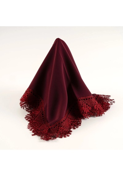 İğne Oyalı Şal Namaz Örtüsü, 144x68 Cm. Bordo Bordo