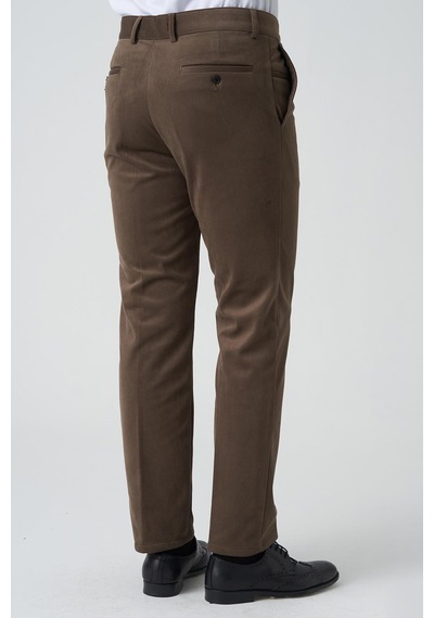 White Stone Amora P1031 Slim Fit Pamuklu Kadife Pantolon Toprak Toprak