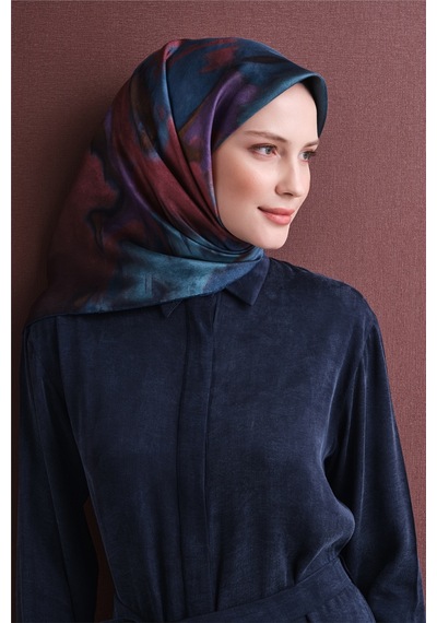 Armine Sura İpek Eşarp 2026-2027 - Sonbahar Kış-asm9606 İndigo-vişne
