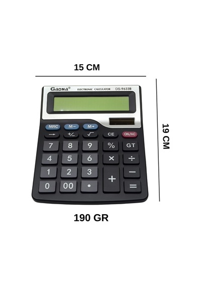Gaona Ds-9633b 13 Haneli Büyük Ekranlı Çift Güçlü Masaüstü Hesap Makinesi Siyah