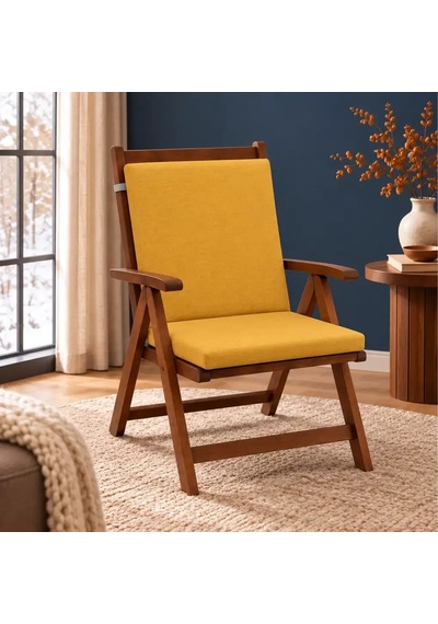 Tek Parça Sırtlıklı Sandalye Minderi 80 40 4 Cm Sarı 80 40 4 Cm