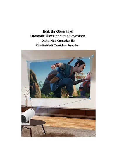Wearfitpro HY300 720P Android Wireless Bluetooth Destekli 180 Derece Dönebilen Projeksiyon Cihazı Beyaz