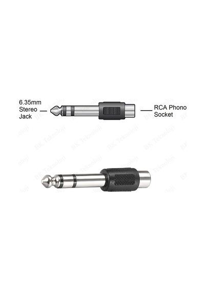 6.35mm 1/4" Stereo Fiş Erkek - RCA Dişi Ses Jakı Dönüştürücü Adap