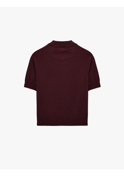 Koton Viskon Kısa Kollu Reglan Kol Dik Yaka Triko Kazak Bordo 7wak90054ht