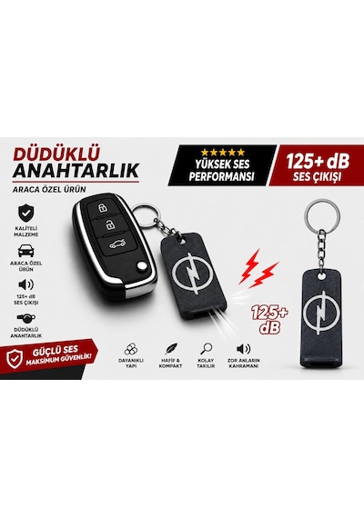 Düdüklü Opel Anahtarlık , Opel Logolu Islık Çalan Araç Anahtarlık - Hediyelik Opel Araba Anahtarlığı