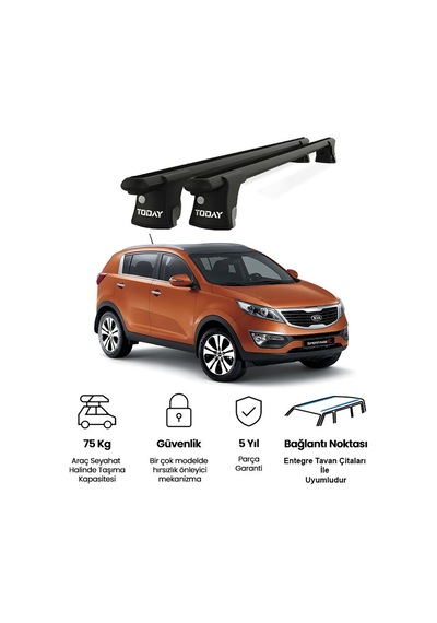 Trio-ıı Kia Sportage 2010 -2014 Uyumlu Siyah Kilitli Ara Atkı 135cm Port Bagaj Tavan Barı