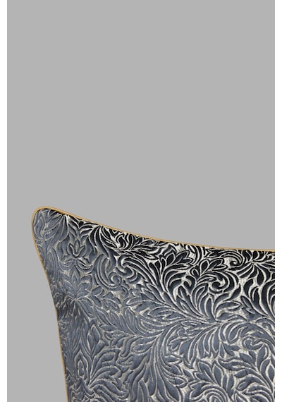 Kırlent Kılıfı Desenli Jakarlı Dokuma Kumaş 2'li 45x45 Ve 35x50 Çift Taraflı Biyeli Füme