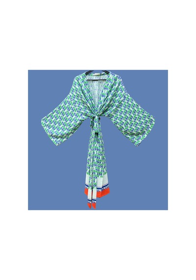 Lila Mare Çiçekli Kimono Renkli Renkli