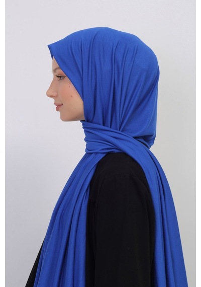 Manolyaşal İslamic Hijab Tesettür Penye Şal - 70 X 180 / Saks Saks