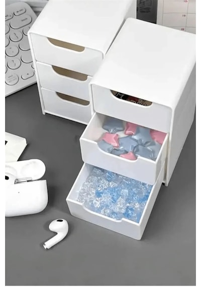 Tidy 2 Adet Mini Çekmece Organizer 3 Çekmeceli Çok Amaçlı Düzenleyici-takı Hobi Aksesuar Organizeri Beyaz