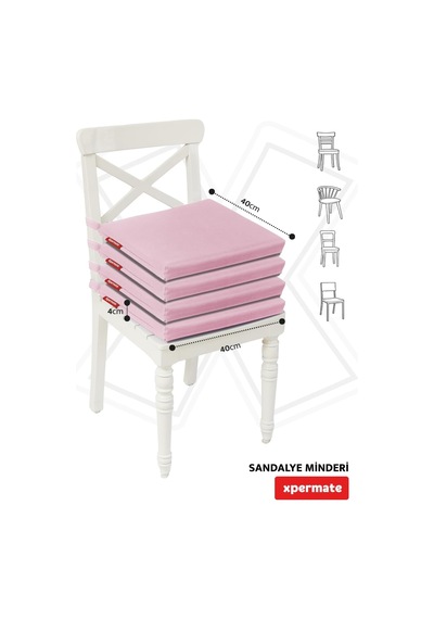 4'lü Sandalye Minderi 40x40 Cm Fermuarlı Su İtici Leke Tutmaz Bağcıklı Bahçe Balkon Minderi Seti Diğer
