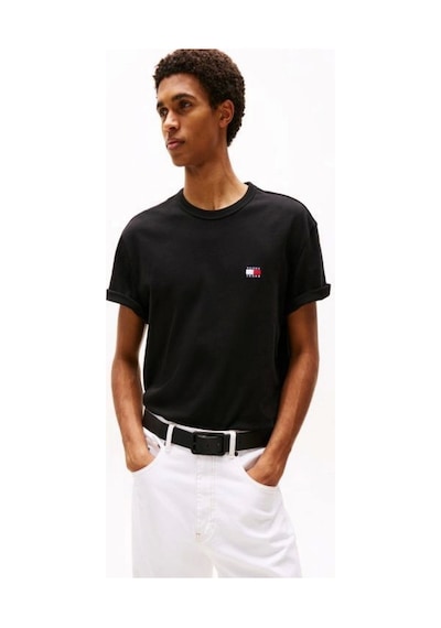 Tommy Hilfiger Tommy Jeans Erkek Siyah Bisiklet Yaka T-shirt Siyah