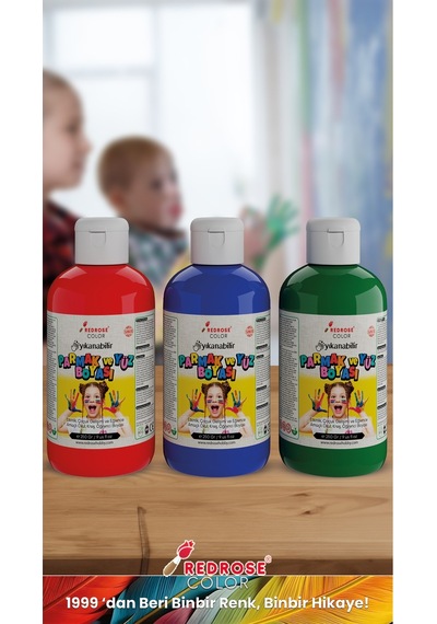 Kırmızı-mavi-yeşil Parmak Boyası 3'lü Set 3x250gr Yıkanabilir, Toksik İçermez, Çocuk Okul Kreş İçin