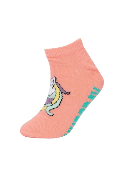 Defacto Kız Çocuk Unicorn Desenli 7li Pamuklu Patik Çorap A6568a8nskr1