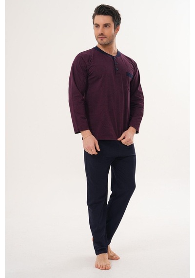 Markalinda 3130 Bordo Büyük Beden Erkek Pijama Takımı Bordo