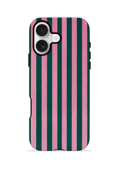 Apple iPhone Uyumlu 17 Vorian Çift Katmanlı Magsafe Kılıf Pink Navy Cabana