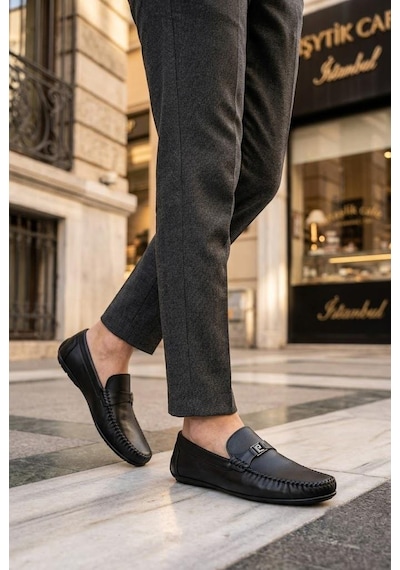Pierre Cardin 90305 Rahat Esnek Hakiki Deri Erkek Loafer Ayakkabı Siyah