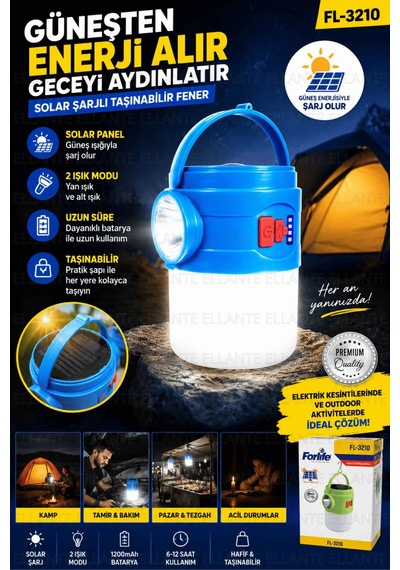 Güçlü Işık Veren Şarjlı Led El Feneri, 3 Modlu Taşınabilir Kompakt Cep Feneri, Kamp Outdoor Araç Ev Çok Renkli