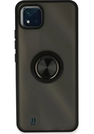 Newface Realme C11 2021 Kılıf Montreal Yüzüklü Silikon Kapak - Siyah