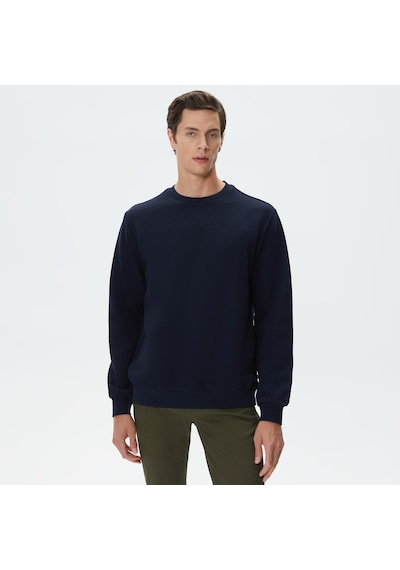 Nautica Nautıca Erkek Lacivert Standart Fıt Jakarlı Uzun Kollu Sweatshırt Düz K37225t Lacivert