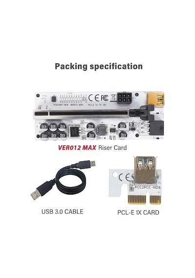 Oem Riser V012 Max 10 Kapasitör Ekran Kartı Yükseltici Pcı-E X16