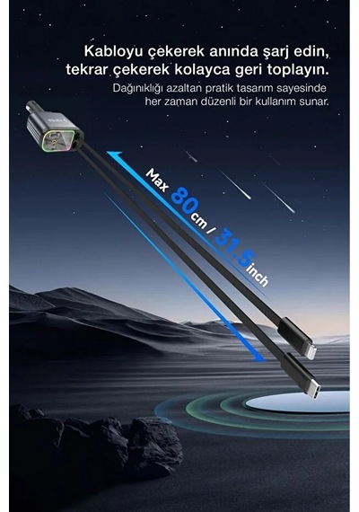 4 Ü 1 Arada 100w Araç Şarj Cihazı Type-c + Lightning Usb-c & Usb-a Led Atmosfer Işığı 180