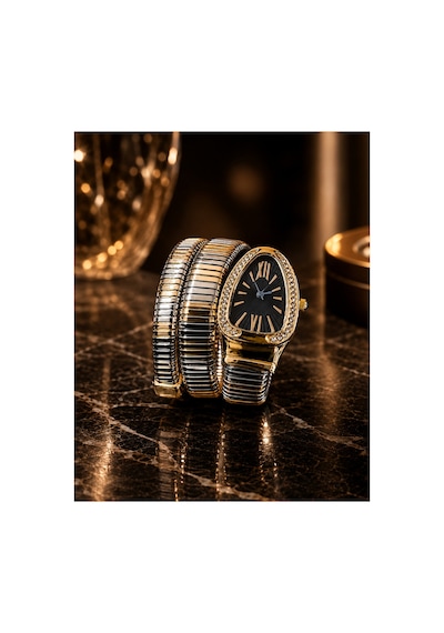 Yılan Model Kadın Kol Saati Her Bileğe Uyumludur Siyah-gold-gümüş - 288676467 Rose Gold