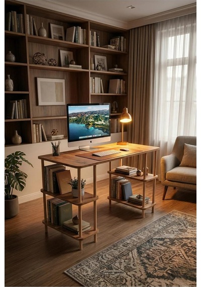 Kitaplıklı Bilgisayar Masası Raflı Çalışma Masası Modern Dekoratif Ofis Mobilyası Atlantik Çam Çok Renkli Kitaplıklı Bilgisayar Masası Raflı Çalışma Masası Modern Dekoratif Ofis Mobilyası Atlantik Çam Çok Renkli