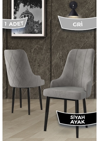 Canisa Concept Trex Serisi 1.sınıf Babyface Kumaş 1 Adet Gri Sandalye Siyah Metal Ayak Sandalye Gri Ayakları Siyah