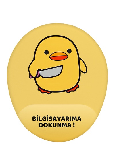 Bela Ördek Bilgisayarıma Dokunma Kaymaz Buruşmaz Kırılmaz Bilek Destekli Mouse Pad Sarı