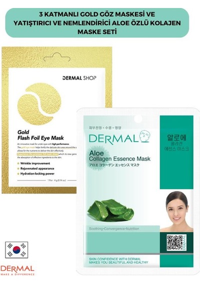 Dermal 3 Katmanlı Gold Göz Maskesi + Aloe Özlü Kolajen Maskesi 23 G