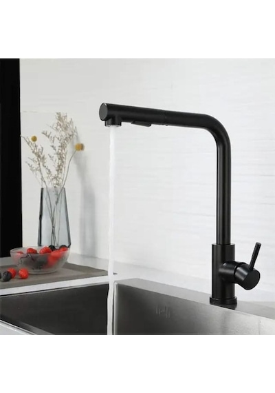 Rena Design Siyah Spiralli Mutfak Evye Bataryasi Çift Modlu Tasarruf Fonksiyonlu Mat Siyah Uzatmali Yeni Model