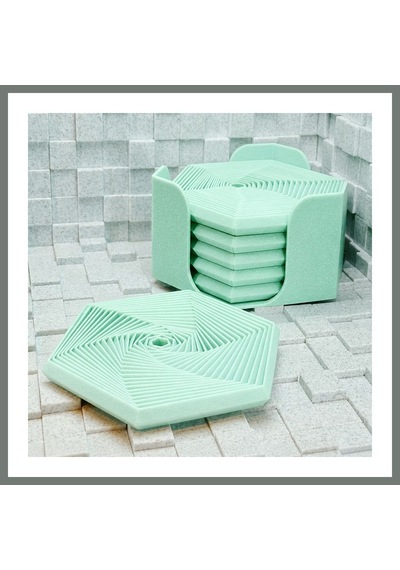 Bezos 3d Baskı Super Fidget Coaster Seti - Altıgen Desenli Bardak Altlığı Ve Tutucu-mint Mmbz Mint Yeşili