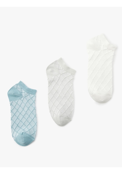 Koton Basic 3'lü Patik Çorap Seti Çok Renkli Dokulu Multıcolor 5sak80315aa Mavi