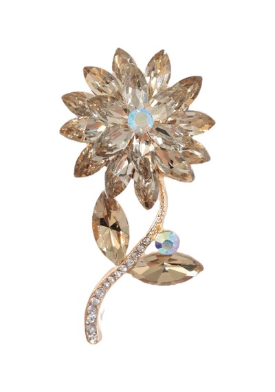 Mutluluğun Tohumu Lotus Çiçeği Broş Gold Renkli Pırlanta Taşlı Kadın Yaka İğnesi Lotus Çiçekli Broş Çok renkli